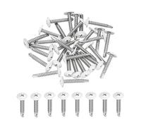 sourcing map 30Pcs M4.2x25mm White Pan Head Self Tapping Screws, 410 Stainless Steel Self Drilling Screws for Metal Sheet Metal Screw, Silver