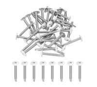 sourcing map 30Pcs M4.2x32mm White Pan Head Self Tapping Screws, 410 Stainless Steel Self Drilling Screws for Metal Sheet Metal Screw, Silver