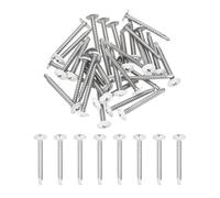 sourcing map 30Pcs M4.2x38mm White Pan Head Self Tapping Screws, 410 Stainless Steel Self Drilling Screws for Metal Sheet Metal Screw, Silver