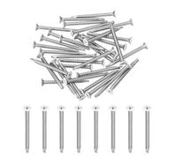sourcing map 30Pcs M4.2x45mm White Flat Head Self Tapping Screws, 410 Stainless Steel Self Drilling Screws for Metal Sheet Metal Screw, Silver