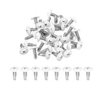 sourcing map 30Pcs M4.8x13mm White Pan Head Self Tapping Screws, 410 Stainless Steel Self Drilling Screws for Metal Sheet Metal Screw, Silver