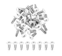 sourcing map 30Pcs M4.8x13mm White Thick Pan Head Self Tapping Screws, 410 Stainless Steel Self Drilling Screws for Metal Sheet Metal Screw, Silver