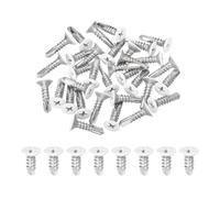 sourcing map 30Pcs M4.8x19mm White Flat Head Self Tapping Screws, 410 Stainless Steel Self Drilling Screws for Metal Sheet Metal Screw, Silver