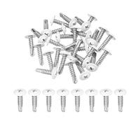 sourcing map 30Pcs M4.8x19mm White Pan Head Self Tapping Screws, 410 Stainless Steel Self Drilling Screws for Metal Sheet Metal Screw, Silver