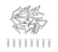 sourcing map 30Pcs M4.8x25mm White Flat Head Self Tapping Screws, 410 Stainless Steel Self Drilling Screws for Metal Sheet Metal Screw, Silver