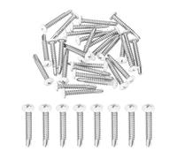 sourcing map 30Pcs M4.8x32mm White Thick Pan Head Self Tapping Screws, 410 Stainless Steel Self Drilling Screws for Metal Sheet Metal Screw, Silver
