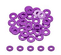 sourcing map 30pcs M4 Flat Washer Aluminum Gasket Anodized Countersunk Washer,Hole Dia 4mm/0.16" Round Washers for Screw RC/FPV/PC/Drone/Mechanical Accessories Model Parts,(Purple)