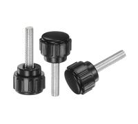 sourcing map 30pcs M4 x 15mm Male Thread Knurled Knobs, Thumb Screws Clamping Knobs Grip Plastic Round Head Hand Knobs Thumbscrews, Black