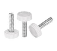 sourcing map 30pcs M5 x 20mm Metric Male Thread Knurled Knobs, Thumb Screw Clamping Knobs Grip Plastic Handle Hand Knobs with Threaded Stud, White