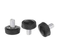 sourcing map 30pcs M5 x 8mm Metric Male Thread Knurled Knobs, Thumb Screw Clamping Knobs Grip Plastic Handle Hand Knobs with Threaded Stud, Black