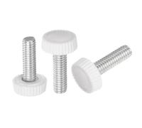 sourcing map 30pcs M6 x 20mm Metric Male Thread Knurled Knobs, Thumb Screw Clamping Knobs Grip Plastic Handle Hand Knobs with Threaded Stud, White