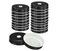 sourcing map 30Pcs Mason Jar Lids with Straw Hole, 70mm Tinplate Canning Lids Fits Regular Mouth Mason Jar, Drinking Lids Set Reusable for DIY, Drinking, Daily Food Storage, Black