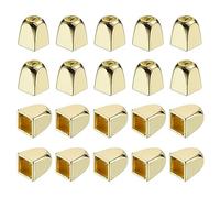 sourcing map 30Pcs Metal Bell Stopper, 4mm Square Cord Ends Lock Rope Fastener End Stoppers for Drawstring Lanyard Backpack Bag DIY, Gold