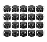 sourcing map 30pcs Metal Cord Locks, 3.5mm Double Hole Spring Stopper Fasteners Slider Toggles End for Drawstrings Bags Backpacks Clothing Lanyard, Electrophoretic Black