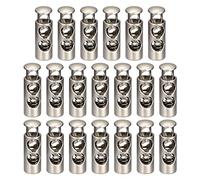 sourcing map 30pcs Metal Cord Locks, 4mm Double Hole Spring Stopper Fastener Slider Toggles End for Drawstrings Bags Backpacks Clothing Lanyards, Pearl Nickel
