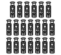 sourcing map 30pcs Metal Cord Locks, 4mm Double Hole Spring Stopper Fastener Slider Toggles End for Drawstrings Bags Backpacks Clothing Lanyards, Electrophoretic Black