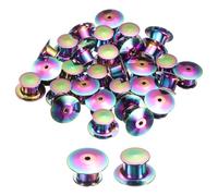 sourcing map 30Pcs Metal Locking Pin Backs, Pin Keepers Locking Clasp Flat Head Clamp Needle Back Lock for DIY Brooch Crafts Badges Enamel Lapel, Multicolor