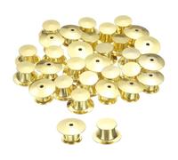 sourcing map 30Pcs Metal Locking Pin Backs, Pin Keepers Locking Clasp Flat Head Clamp Needle Back Lock for DIY Brooch Crafts Badges Enamel Lapel, Gold