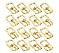 sourcing map 30Pcs Metal Roller Buckles, 7mm - 0.28" Rectangle Sewing Mini Buckles Webbing Slider Single Pin Slides for DIY Craft Accessories Clothes Belt (Gold, 17.5mm)