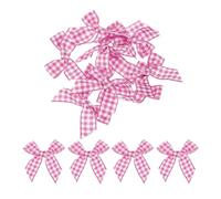sourcing map 30Pcs Mini Gingham Ribbon Bow 1.5" Checkered Fabric Satin Ribbon Bows for Craft DIY Hair Bow Sewing Wedding Birthday Party Dark Pink and White