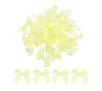 sourcing map 30Pcs Mini Ribbon Bow 1.5" Mini Fabric Satin Ribbon Flower Bows for Craft DIY Sewing Wedding Birthday Party Yellow