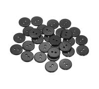 sourcing map 30Pcs Natural Shell Button, 2 Hole 15mm Round Flat Mother of Pearl Buttons for Shirt Coats Suits Jacket Jeans Skirts DIY Sewing Crafts, Black