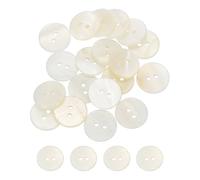 sourcing map 30Pcs Natural Shell Buttons, 15mm 2-Hole Round Shell Craft Sewing Button, Decorative Accessories for Coats, Shirts, Clothing DIY Projects, White