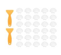 sourcing map 30pcs Non-Slip Bathtub Stickers, Anti-Slip Shower Stickers Showers Treads Shell Shaped Appliques with 2 Pcs Scraper for Bath Tub Shower Stairs, Clear