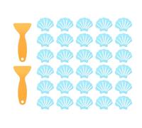 sourcing map 30pcs Non-Slip Bathtub Stickers, Anti-Slip Shower Stickers Showers Treads Shell Shaped Appliques with 2 Pcs Scraper for Bath Tub Shower Stairs, Blue