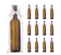 sourcing map 30pcs Organza Wine Bags, 15x5.5 Sheer Mesh Wine Gift Pouches with Drawstrings Bow for Wedding, Birthday and Shower Party Favor, White