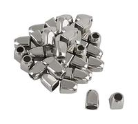 sourcing map 30pcs Plastic Bell Ends Stopper Square Cord Rope End Lock Lanyard Clips Fastener for Backpack Drawstrings Accessories Silver Tone