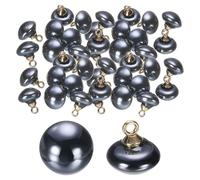 sourcing map 30pcs Plastic Buttons 0.39" (10mm) Mushroom Type Domed Round Sewing Button Craft Sewing Accessories with Gold Shank for Jacket Coat Shirt Wedding Dresses, Black
