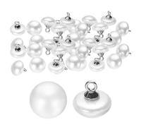 sourcing map 30pcs Plastic Buttons 0.39" (10mm) Mushroom Type Domed Round Sewing Button Craft Sewing Accessories with Silver Shank for Jacket Coat Shirt Wedding Dresses, White