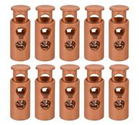 sourcing map 30Pcs Plastic Cord Lock Draw String Double Hole Spring Toggle Stoppers Spring Stop for Backpack Shoelaces Drawstrings, 4mm Brown