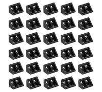 sourcing map 30Pcs Plastic Corner Braces, 90 Degree Corner Bracket, Right Angle Corner Support Brace, Shelf Board Holder for Wood Furniture Cabinet Drawer Bookcase, Black