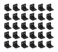 sourcing map 30Pcs Plastic Corner Braces, L Shape Corner Bracket, Right Angle Corner Support Brace, Shelf Board Holder for Wood Furniture Cabinet Drawer Bookcase, Black