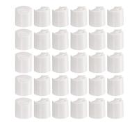 sourcing map 30pcs PP Plastic Disc Top Caps, 24/410 Replacement Press Caps Durable Dispensing Lids for Squeeze Bottles, Refillable Bottles, Plastic, Empty, Shampoo Bottles, White