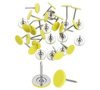 sourcing map 30Pcs Push Pins, 11mmx15mm Round Flat Head Decorative Thumb Tacks Upholstery Tacks for Cork Board Office Wall Hangings, Light Yellow