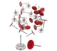 sourcing map 30Pcs Push Pins, 11mmx17mm Round Flat Head Decorative Thumb Tacks Upholstery Tacks for Cork Board Office Wall Hangings, Red