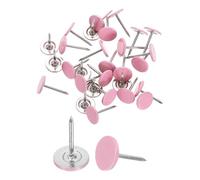 sourcing map 30Pcs Push Pins, 11mmx17mm Round Flat Head Decorative Thumb Tacks Upholstery Tacks for Cork Board Office Wall Hangings, Pink