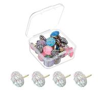 sourcing map 30Pcs Rhinestone Push Pins, 12mmx13mm Shiny Diamond Decorative Thumb Tacks Upholstery Tacks for Cork Board Bulletin Board Wall Hangings, Multicolor/Gold