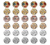 sourcing map 30Pcs Rhinestone Rondelle Spacer Beads, 12mm European Crystal Charm Craft Bead for Bracelet Making Necklace DIY Craft, 6 Colors