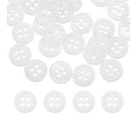 sourcing map 30Pcs Round Natural Shell Buttons,10mm 4 Holes Mother of Pearl Craft Seashell Sewing Buttons for Clothes Shirts Dresses Sewing DIY Craft Making, White