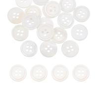 sourcing map 30Pcs Round Natural Shell Buttons,15mm 4 Holes Mother of Pearl Craft Seashell Sewing Buttons for Clothes Shirts Dresses Sewing DIY Craft Making, White
