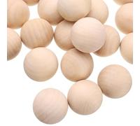 sourcing map 30pcs Round Wood Balls 40mm Diameter Unfinished Solid Wooden Beads, Small Natural Craft Balls for DIY Craft Projects Art Ornaments