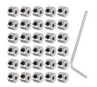 sourcing map 30pcs Set-Screw Collars 2.1mm Bore, Nickel Plated Steel Shaft Collars, 7mm OD, 5mm Width, Landing Gear Stopper Wheel Collar with Hex Wrench