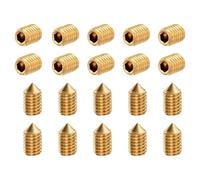 sourcing map 30Pcs Set Screws M3x5mm Brass Cone Point Hex Socket Grub Screws for Machinery, Home Repairs, and Fixtures Gold Tone