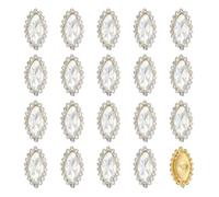 sourcing map 30pcs Sew on Rhinestone 7x15mm Tear Drop Crystal Rhinestone Metal Flatback Sewing Claw Prong Clothing Accessories for DIY Crafts Dress Clothes Shoes Bag Decorations, White