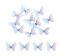 sourcing map 30Pcs Sheer Mesh Butterfly Appliques, 20mm Two Layers Butterflies with Gem Applique Patch DIY 3D Craft Ornament for Wedding Party Home Decor Clothes, Blue