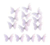 sourcing map 30Pcs Sheer Mesh Butterfly Appliques, 20mm Two Layers Butterflies with Gem Applique Patch DIY 3D Craft Ornament for Wedding Party Home Decor Clothes, Dark Purple